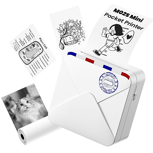 Omezizy Mini Drucker für Smartphone, M02S Mini Sticker Drucker, Bluetooth Thermodrucker, Mini Fotodrucker für Handy, Minidrucker, Pocket Printer für Studium, Fotos, Scrapbooking, Geschenke