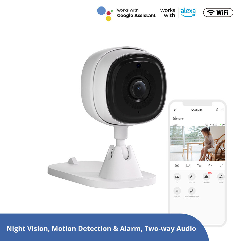 SONOFF CAM Slim Wi-Fi Smart Security Camera 1080P HD Zwei-Wege-Audioüberwachung Automatische Verfolgung Bewegungsalarm A