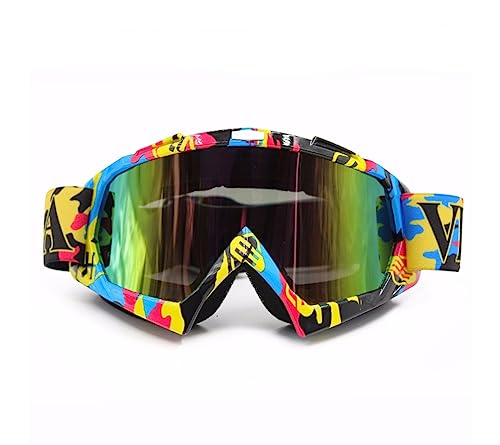 Motorradbrillen Motocross Brille Maske Enduro UV-Schutz, Skibrille Snowboard Brille Anti-Kratz Winddicht - Farbige Linsen