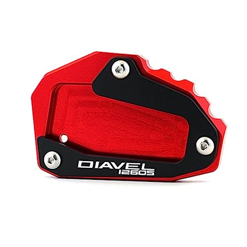 Motorrad Seitenständer Für Ducati Diavel 1260S Diavel1260S DIAVEL 2019-2023 2022 Motorrad CNC Ständer Fuß Seitenständer Verlängerung Pad Stützplatte (Color : 1260S Red)