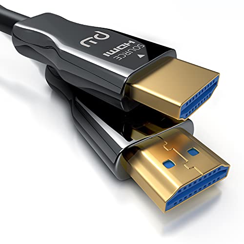 CSL - HDMI Kabel 2.0b Glasfaser 20m – 4k 60Hz mit HDR - 3D - ARC - CEC – HDCP 2.2 - YUV 4 x 4 x 4 - Optisches Kabel High Speed - vergoldete Kontakte – Glasfaserkabel mit Aluminiumstecker – Knickschutz