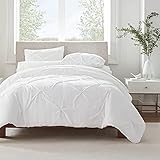 SERTA Simply Clean Bettwäsche-Set, ultraweich, hypoallergen, schmutzabweisend, plissiert, für Doppelbetten, Weiß