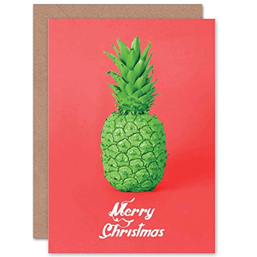 Wee Blue Coo CARD GREETING CHRISTMAS XMAS PINEAPPLE GREEN WEIRD