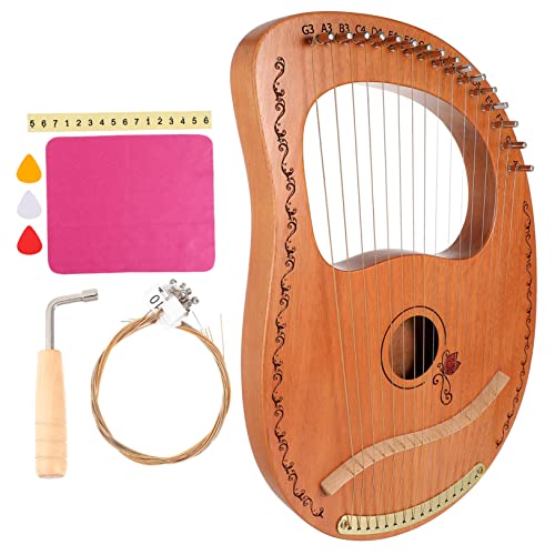 WowZza 1 Set 16-Saitiges Lyra-Harfeninstrument Diatonische Lyra Für Instrumentenliebhaber Schoßharfe Kindermusikinstrumente Holz 16-Saitige Harfe