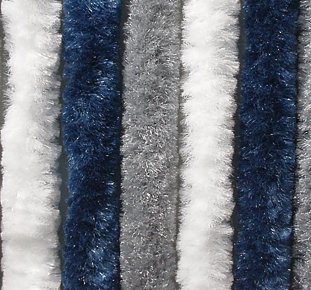 Chenille-Flauschvorhang 56 x 205 cm dunkelblau/weiß/grau