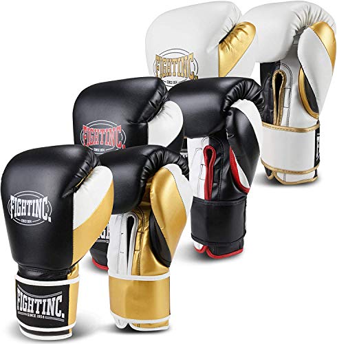 Fightinc. Boxhandschuhe Legacy - 8 10 12 14 16 Oz für Boxen Kickboxen Muay Thai MMA Kampfsport schwarz weiß rot Gold UVM (rot/grau (601), 12 Oz)