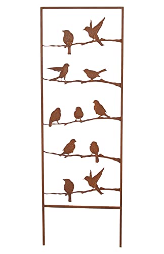 FRANK FLECHTWAREN Dekoleiter Vogelgezwitscher, Metall in moderner Rostoptik, Maße: 38 x 115 cm