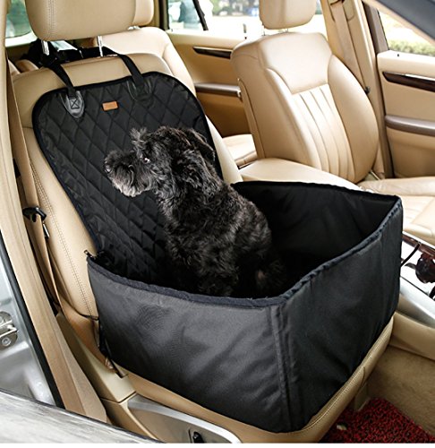 Yiyida 2 in 1 Hundetransportbox Autositzbezug Autoschutzdecke Hängematte Autositz für Haustier Hund Katze Pet Vodersitzbezug ,Schwarz