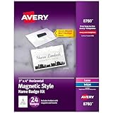 Avery Sichere magnetische Namensschilder, langlebige Kunststoffhalter, robuste Magnete, 3 x 4, 24 Abzeichen (8780)