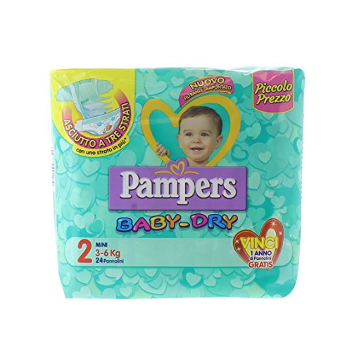 Pampers Baby Dry Windeln Mini, Größe 2 (3 – 6 KG), 24 Stück