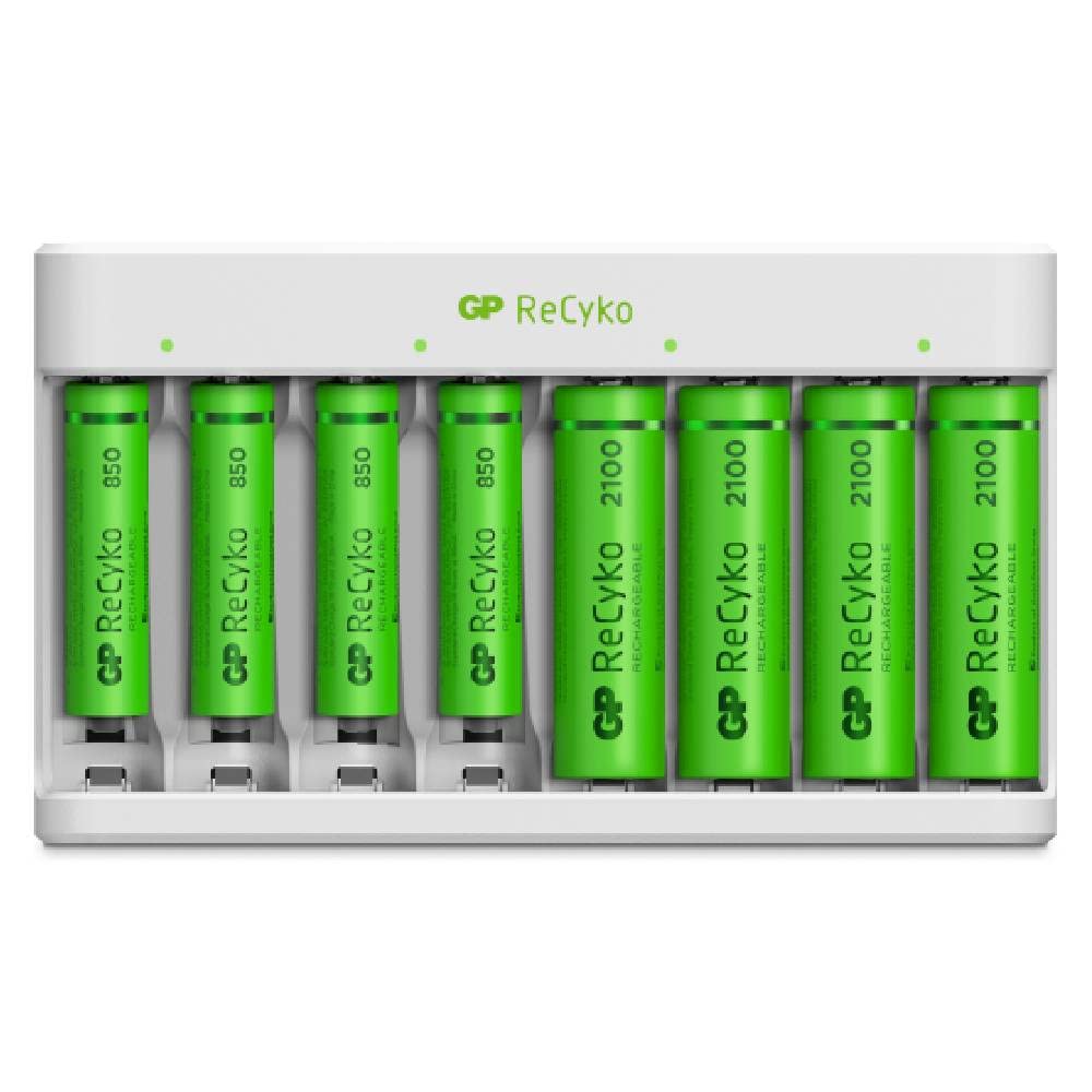 GP - ReCyko Battery Charger USB E811 incl. 4X AA 2100 mAh + 4 x AAA 850 mAh Batteries