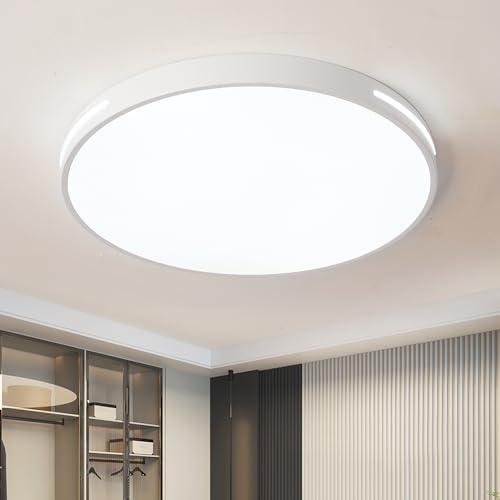 Style home LED Deckenleuchte Deckenlampe, runde Leuchte für Wohnzimmer Schlafzimmer Kinderzimmer Arbeitszimmer Büro Küche Flur Weiß/Schwarz/Holz (48W-dimmbar-weiß)