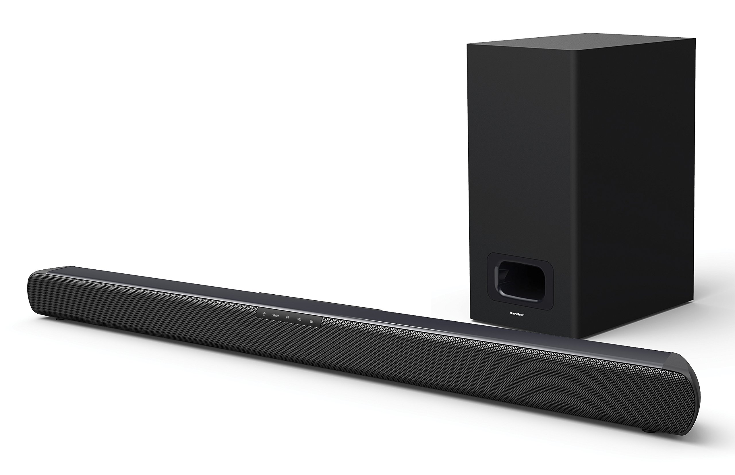 Karcher SB 800S Soundbar für TV Geräte, TV Soundbar mit Subwoofer - Bluetooth Surround Soundsystem 2.1 inkl. Fernbedienung - HDMI ARC/Optischer Eingang/USB/AUX