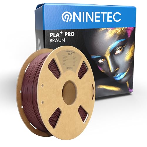 NINETEC BIO PLA+ Filament 1.75mm PLA Plus 3D Drucker Filament 1 kg Spule Maßgenauigkeit +/- 0,03mm PLA+ FDM Druckerverbrauchsmaterial PLA+ Pro Braun