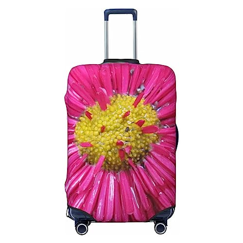 OPSREY Gepäckabdeckung mit Blumen-Gerbera-Druck, elastisch, waschbar, Koffer-Schutz für 53,3 - 81,3 cm, Schwarz , L