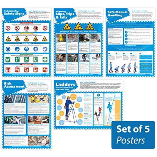 Daydream Education Poster „Warehouse Safety“ - 5er-Set, Poster für Gesundheit und Sicherheit, laminiertes Glanzpapier, 420 x 594 mm (A2), Wandposter für Gesundheit und Sicherheit in Büro und Gewerbe