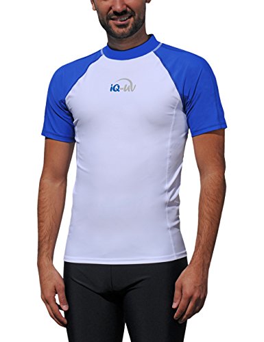 iQ-UV Herren UV 300 Slim Fit Kurzarm T-Shirt, mehrfarbig (Blau /Weiss), M (50)