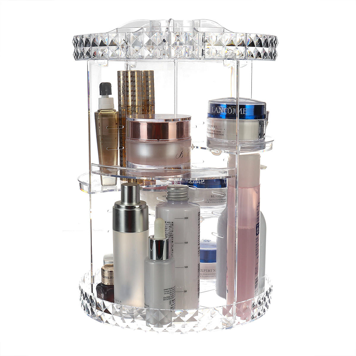 360 Grad-Umdrehung transparente Acrylkosmetik-Aufbewahrungsbox-Art- und Weisespin-Multifunktionsdesktop-abnehmbare Verfa