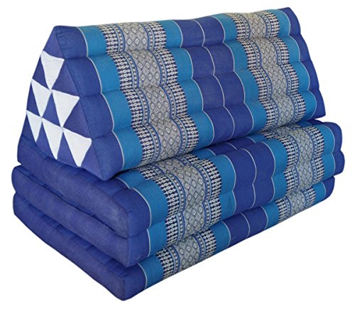 Thaikissen XXL Kapok ausklappbar Entspannungskissen Bodenkissen Sitzkissen Bodenmatte Loungekissen Zierkissen Yogakissen (82218 - blau)