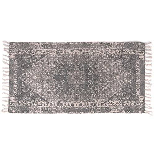 CIAL LAMA Dekorativer Teppich 100% Baumwolle Orientalisches Design Arabisch Klassisch Grau Teppich 150 cm