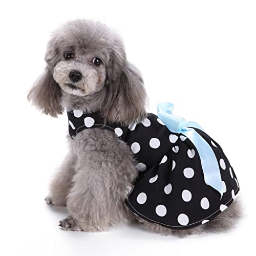 SUSOSU Haustier Kleidung Hunderock Wasserdruck Hundekleidung Rock Kleider für Kleine Mädchen Hunde Niedliche Haustierkleidung,Black 1,XS