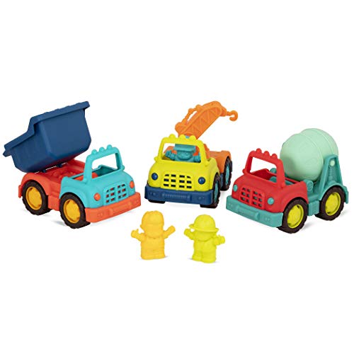 B. Toys BX2025Z B.Toys Happy Cruisers-Baufahrzeuge 3er Set mit Kipplaster, Betonmischer, Kranwagen, 3 Spielfiguren, geeignet für Kleinkinder ab 12 Monaten-45534, Mehrfarbig