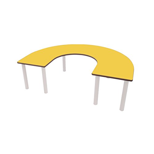 Mobeduc Kinder U-förmigen Tisch, Holz, gelb, Größe 4, 150 x 120 x 64 cm