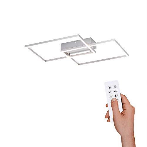 LED Deckenlampe dimmbar, 50x42cm, Deckenleuchte mit 2 Leuchtrahmen | Farbtemperatur mit Fernbedienung einstellbar, warmweiss - kaltweiss | Deckenpanel mit Memory-Funktion für Wohnzimmer & Küche