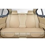 Lmmdhi Atmungsaktiver Autositzbezug für Mercedes Benz CLA C118 2020-2022,rutschfeste Schutzkissenmatte,Leinenstoff,4 Farben,C-beige-3pcs Set Rear seat