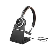 Jabra Evolve 65 Wireless Mono On-Ear Headset – Microsoft Teams Certified Headphones With Long-Lasting Battery with Charging Stand – USB Bluetooth Adapter – black