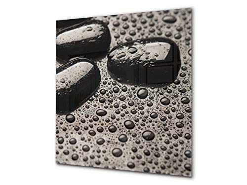 Einzigartiges Glas-Küchenpanel - Hartglas-Rückwand - Kunstdesign Glasaufkantung BS02 Serie Stein: Stone Water Drops 9