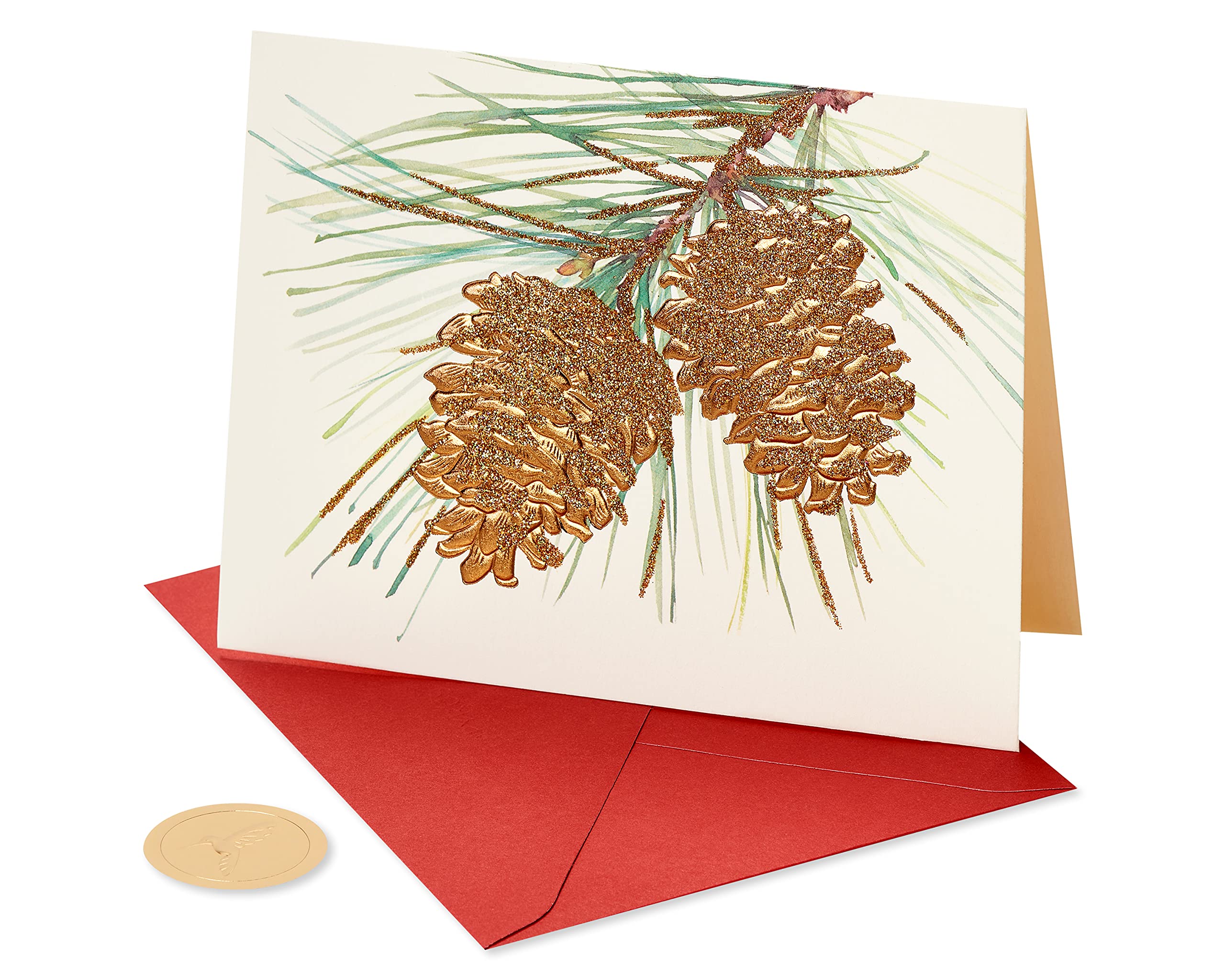 Papyrus Weihnachtskarten mit Umschlägen, Wonderful Year to Come", Tannenzapfen, 14 Stück