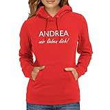 Texlab Damen Andrea Wir lieben Dich Kapuzenpullover, Rot, M