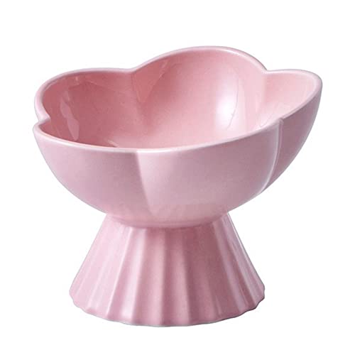 Suppenschüssel, Reisschüssel, Frühstücksschüssel, blumenförmige Katzenfutterschüssel, Keramik-Hundenäpfe for kleine Hunde, Schnurrschüsseln for Katzen-Rosa-1 (Color : Roze, Size : 1)