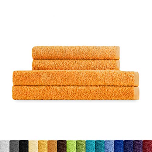 Eiffel Textile Juegos de toallas Qualität Frottee, 400 g, 100% ägyptische Baumwolle, Safran (Azafrán), 2 Lavabo 2 Sabana