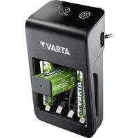 Varta LCD Plug Charger+ - 4 Std. Batterieladegerät / Stromadapter - (für 4xAA/AAA, 1x9V) 4 x AA-Typ - NiMH - 2100 mAh (USB) (57687101441)