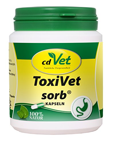 cdVet Naturprodukte ToxiVet sorb 200 Kapseln - Hund, Katze - Ergänzungsfuttermittel - Durchfall - Unterstützung der Organfunktion + Verdauungsorgane + Immunsystem - essentielle Aminosäure - Vitamine