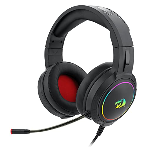Redragon H270 RGB Gaming Headset mit Mikrofon, kabelgebunden, kompatibel mit Xbox One, Nintendo Switch, PS4, PS5, PC und Laptops (Schwarz)