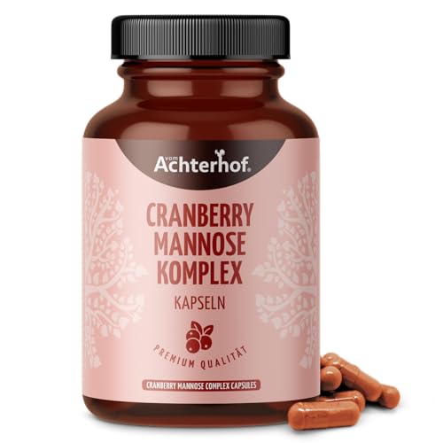 Cranberry Mannose Komplex Kapseln 180 Kapseln | ausgewählte Einzelnährstoffe in höchster Reinheit | mit 96mg PAC, 80 mg D-Mannose und 20 mg Vitamin C pro Tagesdosis | vegan | vom Achterhof