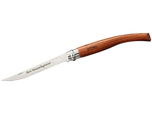 Opinel Slim-Line, Größe 12, rostfrei, Bubinga-Holz, mit persönlicher Gravur auf der Klinge