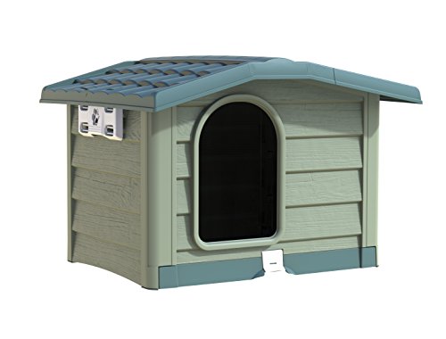 Bama Plastik Hundehütte Bungalow Medium - Grün - 89 x 75 x 62 cm - Abnehmbarer Boden - Verstellbares Dach - Einfaches Verbindungssystem