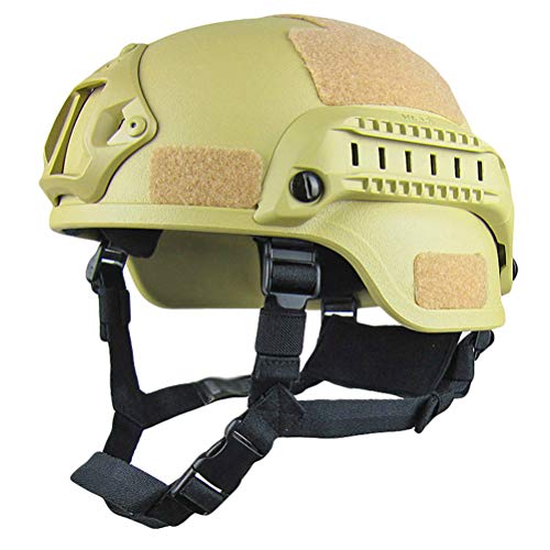 Jitong Taktischer Helm Militär-Stil Schutzhelm für Airsoft Paintball Outdoor-Sportarten Mountainbike Radfahren CQB Shooting - Sandfarbe