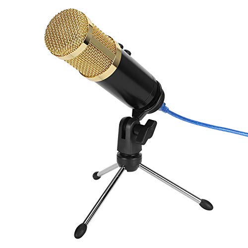 Kondensatormikrofon, USB-Mikrofon mit einstellbarem Winkel, hochempfindliches Mikrofon mit stabilem Stativ, Mehrzweck-Kondensatormikrofone für PC(Gold)