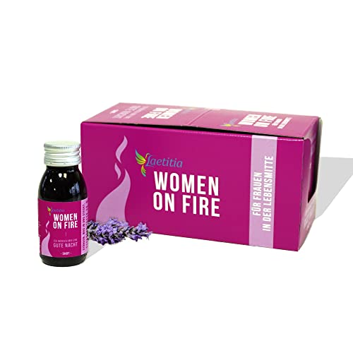 Laetitia Women on Fire Shots: Ich wünsch mir eine GUTE NACHT - Für Frauen in den Wechseljahren, Nahrungsergänzungsmittel mit Lavendelblüten- & Baldrianwurzelextrakt & Vitamin B3, 10 x 60 ml Shot