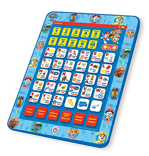 Lexibook JCPAD002PAi2 Paw Patrol Lerntablett, zweisprachig, interaktives Tablet, Spielzeug zum Lernen von Buchstaben, Zahlen, Wörtern und Musik, Englisch/Spanisch, Blau