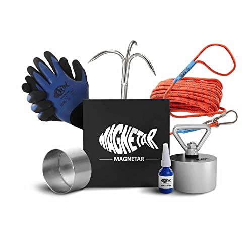 Magnetar - Vismagneet Set - 1400kg Magneet - Pakket inclusief Haak/Touw/Handschoenen/Beschermhoes/Borglijm - Perfecte Kit voor Magneetvissen…