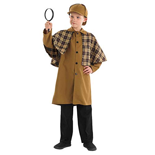 Fun Shack Braunes Detektiv Kostüm für Kinder, Detektiv Set Jungen Mädchen, Faschingskostüm Kinder - S