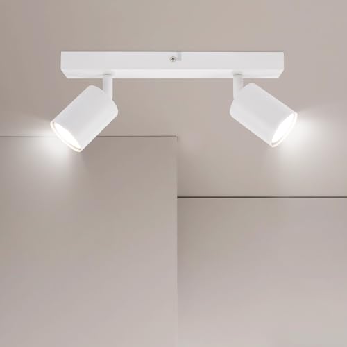 Ketom LED Deckenleuchte Spotbalken Drehbar Deckenstrahler LED Weiß 2-flammiger Deckenspot in Matt Wohnzimmerbeleuchtung Schlafzimmerbeleuchtung Badezimmerbeleuchtung Küchenleuchten