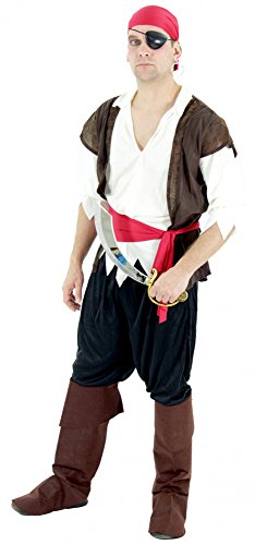 Foxxeo Piraten Kostüm für Herren mit Hose Hemd mit Weste Gürtel und Hut für Fasching und Karneval GröÃŸe XL