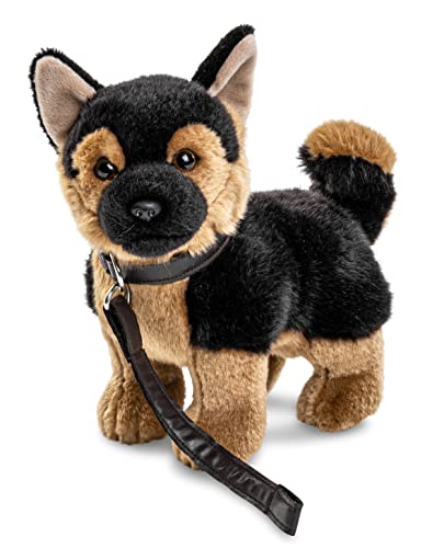 Uni-Toys - Deutscher Schäferhund Welpe, stehend - Mit Leine - 26 cm (Höhe) - Plüsch-Hund, Haustier - Plüschtier, Kuscheltier